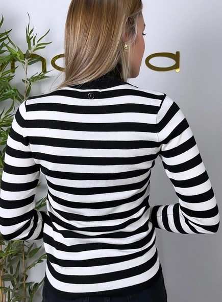 blusa modal lurex listra animale jeans