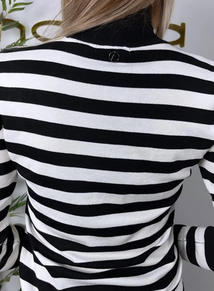 blusa modal lurex listra animale jeans