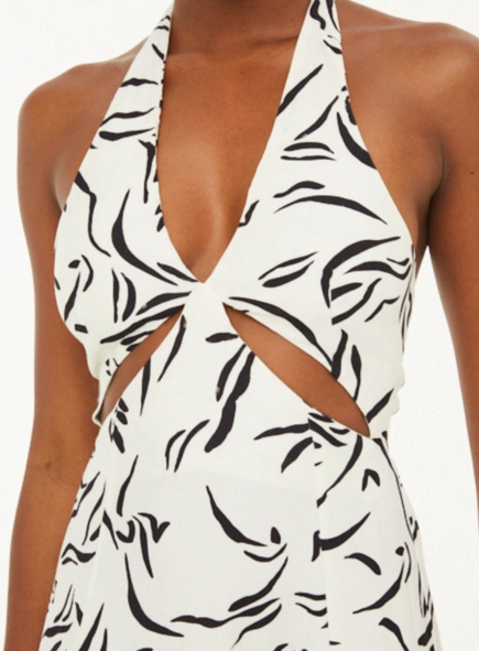 vestido longo fenda estampado animale jeans
