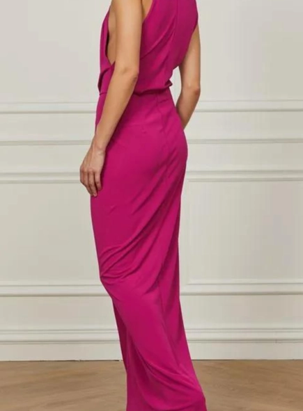 vestido longo gola lenço jersey animale