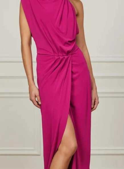 vestido longo gola lenço jersey animale