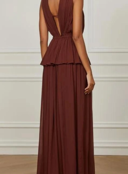 vestido longo crepe animale