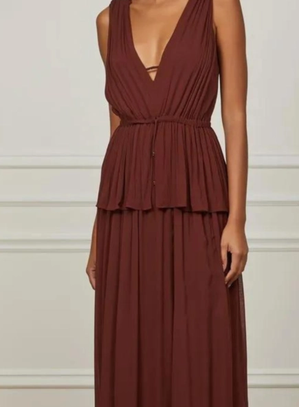 vestido longo crepe animale