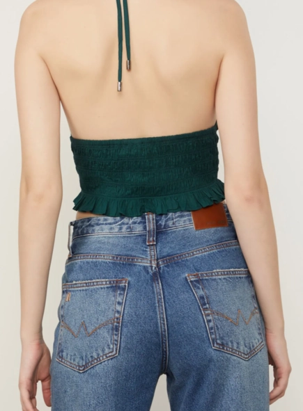 Top animale jeans voil frente única lastex