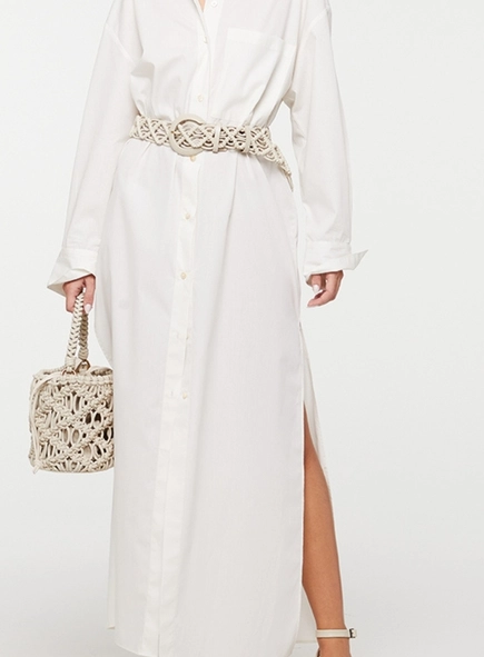 vestido chemise longo animale alção aberturas laterais
