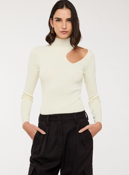 blusa animle ml recorte ombro tricot