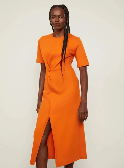 vestido midi animale entrelaço mc