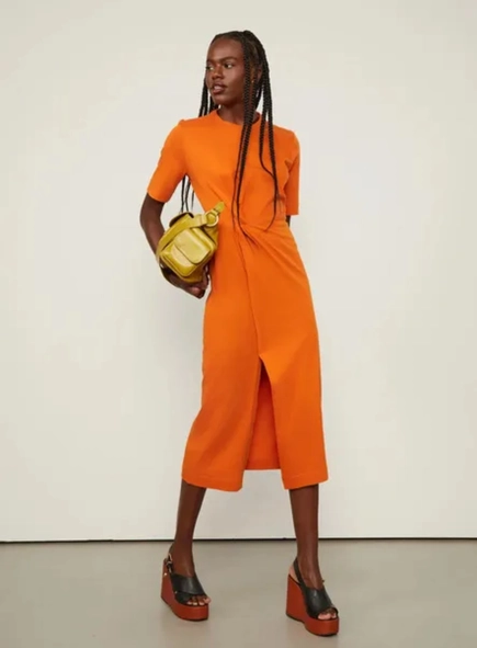 vestido midi animale entrelaço mc