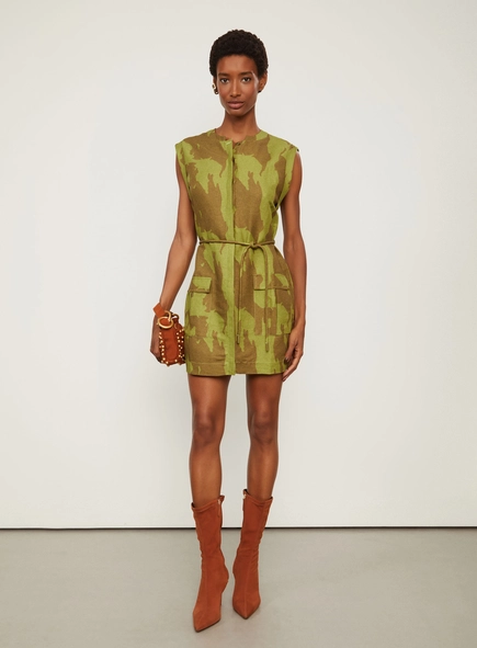 vestido curto animale camuflado bamboo
