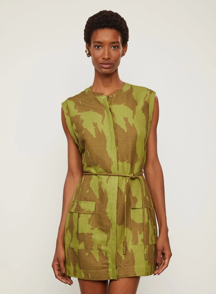 vestido curto animale camuflado bamboo