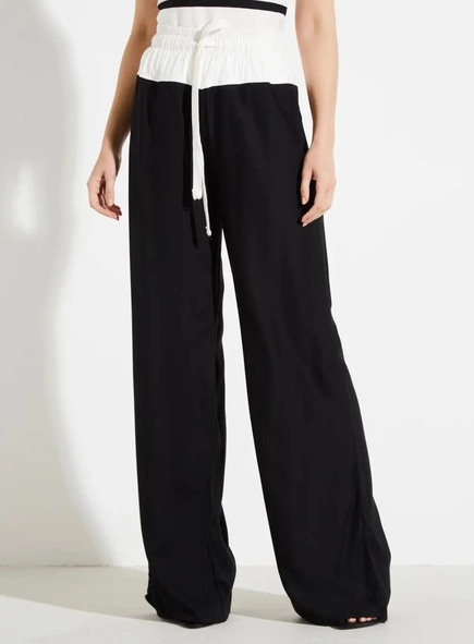 calça wideleg bicolor cós elástico forum