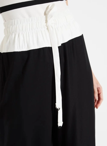 calça wideleg bicolor cós elástico forum