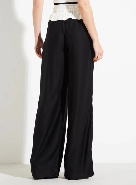 calça wideleg bicolor cós elástico forum