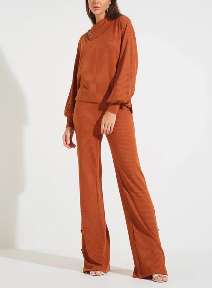 calça reta malha canelada style forum