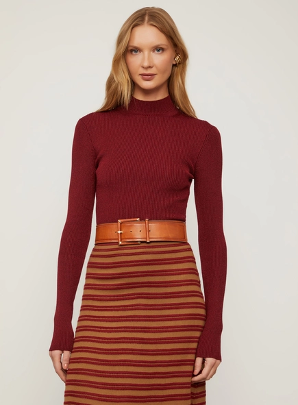 top gola alta cropped lurex de tricot animale