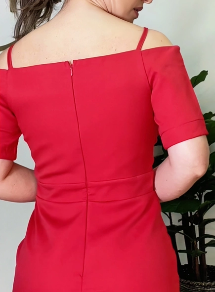 vestido midi serena decote duplo