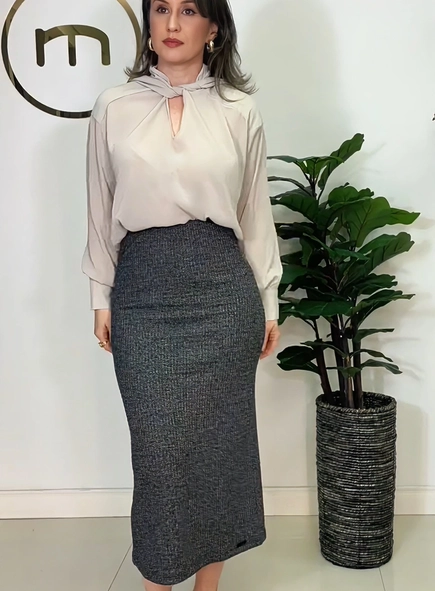 camisa crepe gola laço