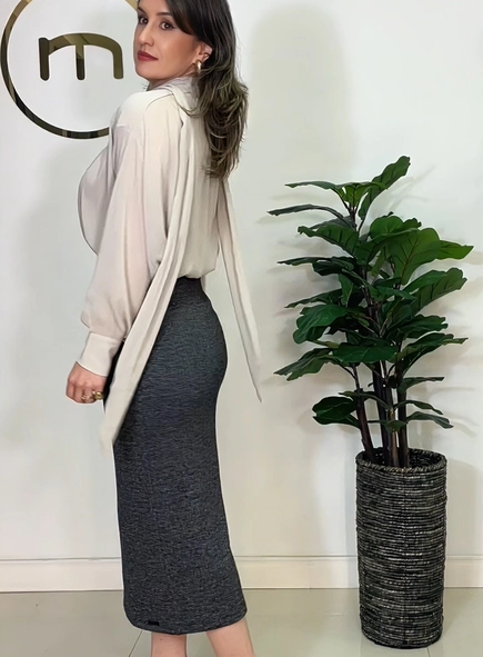 camisa crepe gola laço