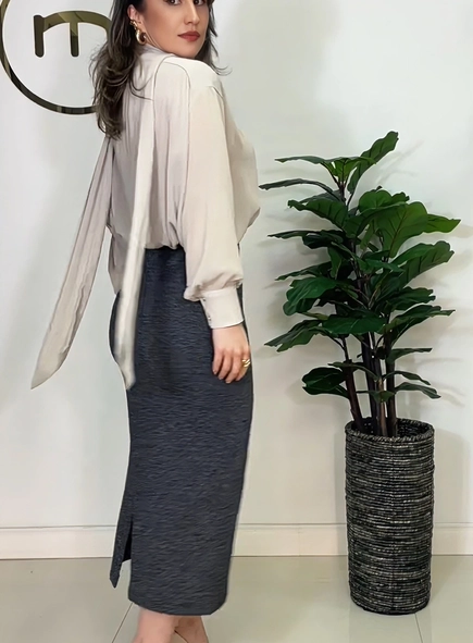 camisa crepe gola laço