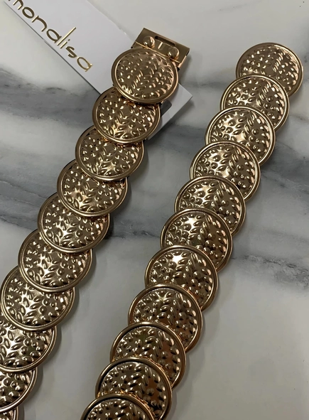 cinto metal elástico boho textura