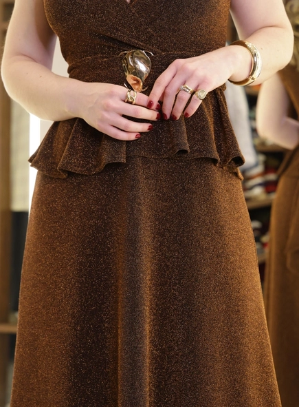 vestido midi jessy babado c/ cinto