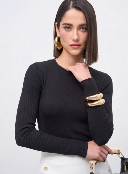 Blusa Malu manga longa gola redonda