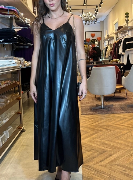 vestido midi pu modern style