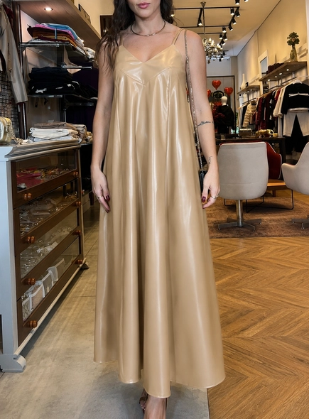 vestido midi pu modern style
