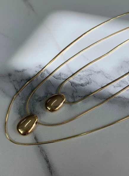 Colar triplo pingente gota delicate