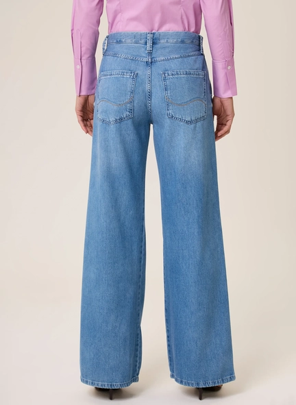 calça jeans wide leg dudalina soft