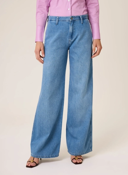 calça jeans wide leg dudalina soft