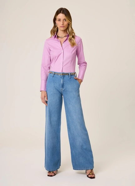 calça jeans wide leg dudalina soft