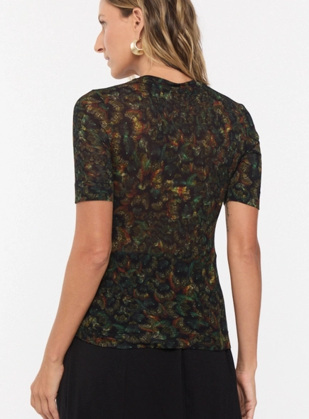 blusa tee animale manga media tr penas