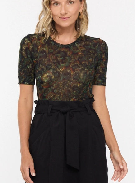 blusa tee animale manga media tr penas