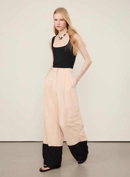 calça pantalona animale bicolor