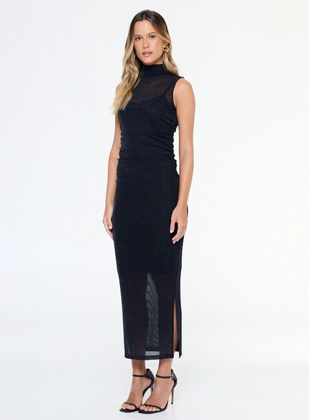 vestido tule longo com brilho animale jeans