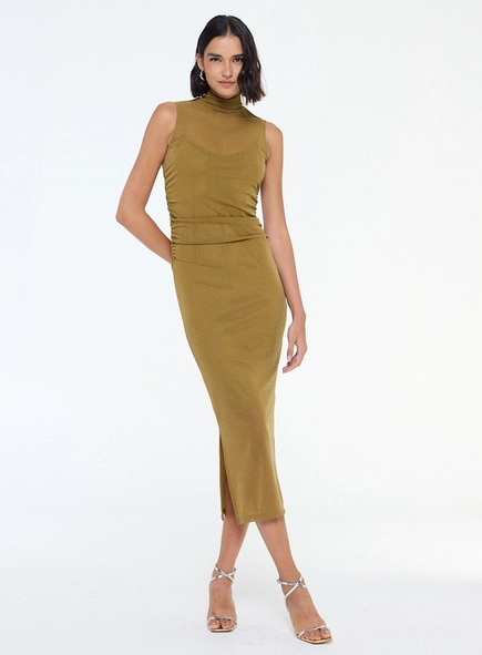 vestido tule longo com brilho animale jeans