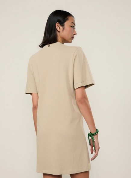 vestido tshirt dress malha brilho gola animale jeans