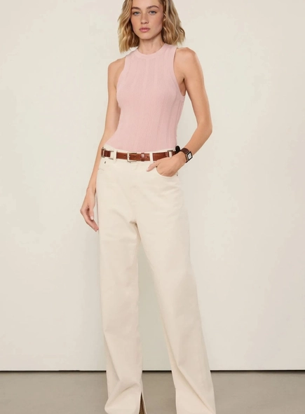 regata tricot cropped rib larga animale jeans