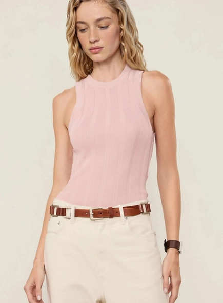 regata tricot cropped rib larga animale jeans
