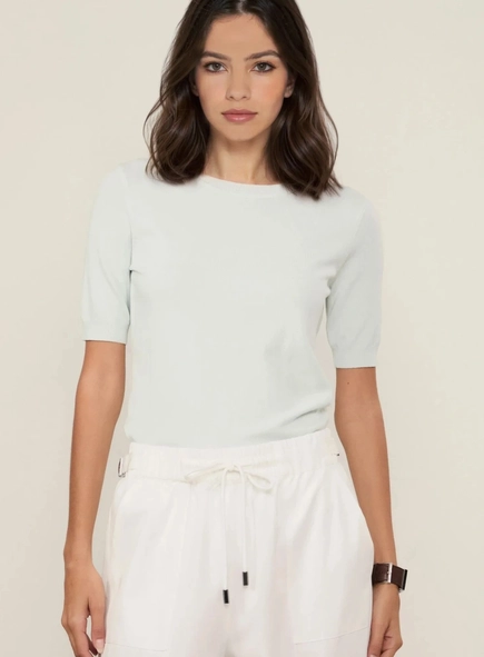 blusa tricot decote redondo animale jeans