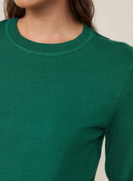 blusa tricot decote redondo animale jeans