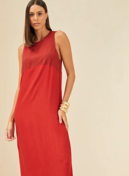 vestido midi forum detalhe linho gretha premium