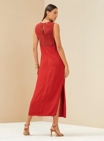 vestido midi forum detalhe linho gretha premium