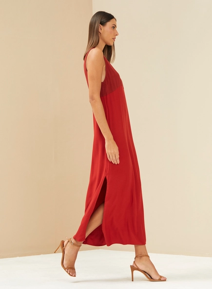 vestido midi forum detalhe linho gretha premium