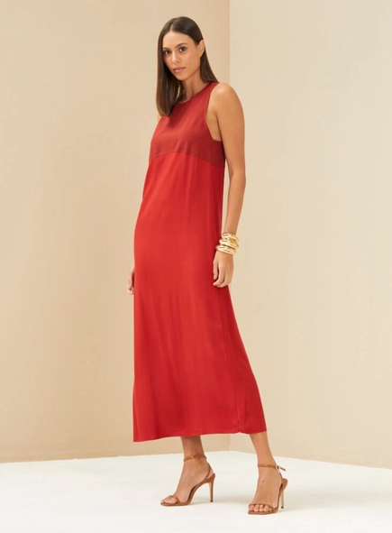 vestido midi forum detalhe linho gretha premium