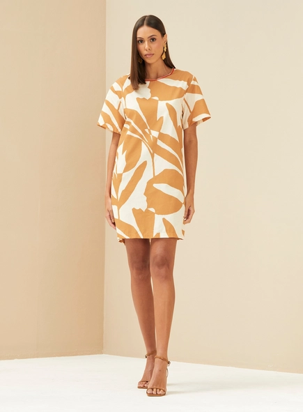 vestido curto forum algodão abstract leaves