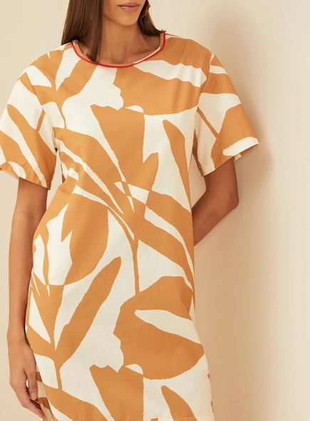 vestido curto forum algodão abstract leaves