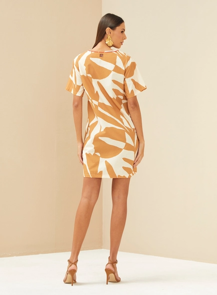 vestido curto forum algodão abstract leaves