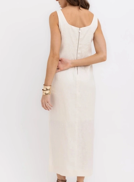 vestido midi linho 100% borda barroca